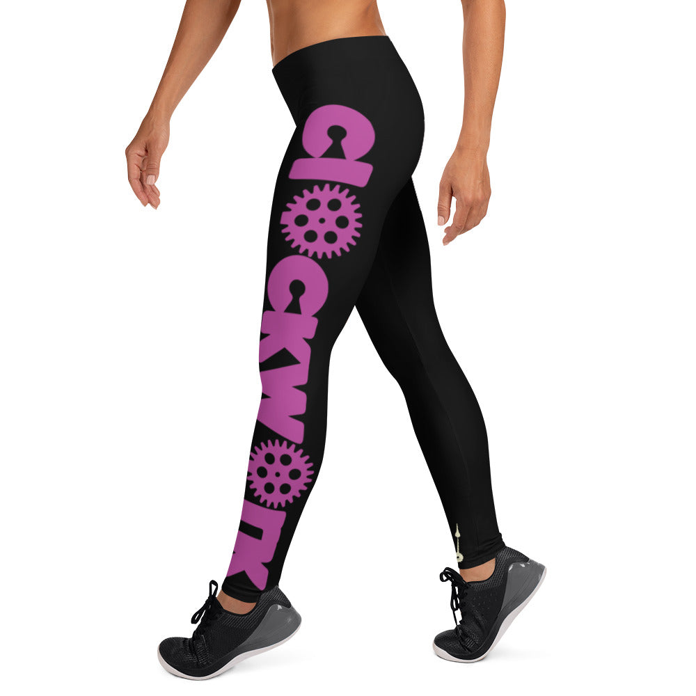 Clockwork Pink Logo Black Leggings