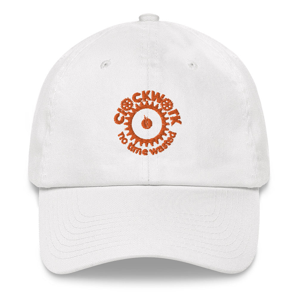 White and Orange Clockwork Dad hat