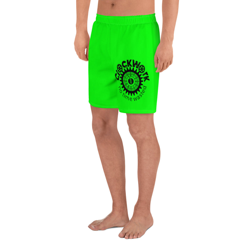 Lime Green Clockwork Men's Athletic Long Shorts