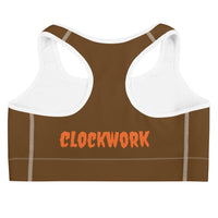 Clockwork Brown and Orange Logo Sports bra