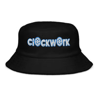 Clockwork word white/blue logo black Terry cloth bucket hat