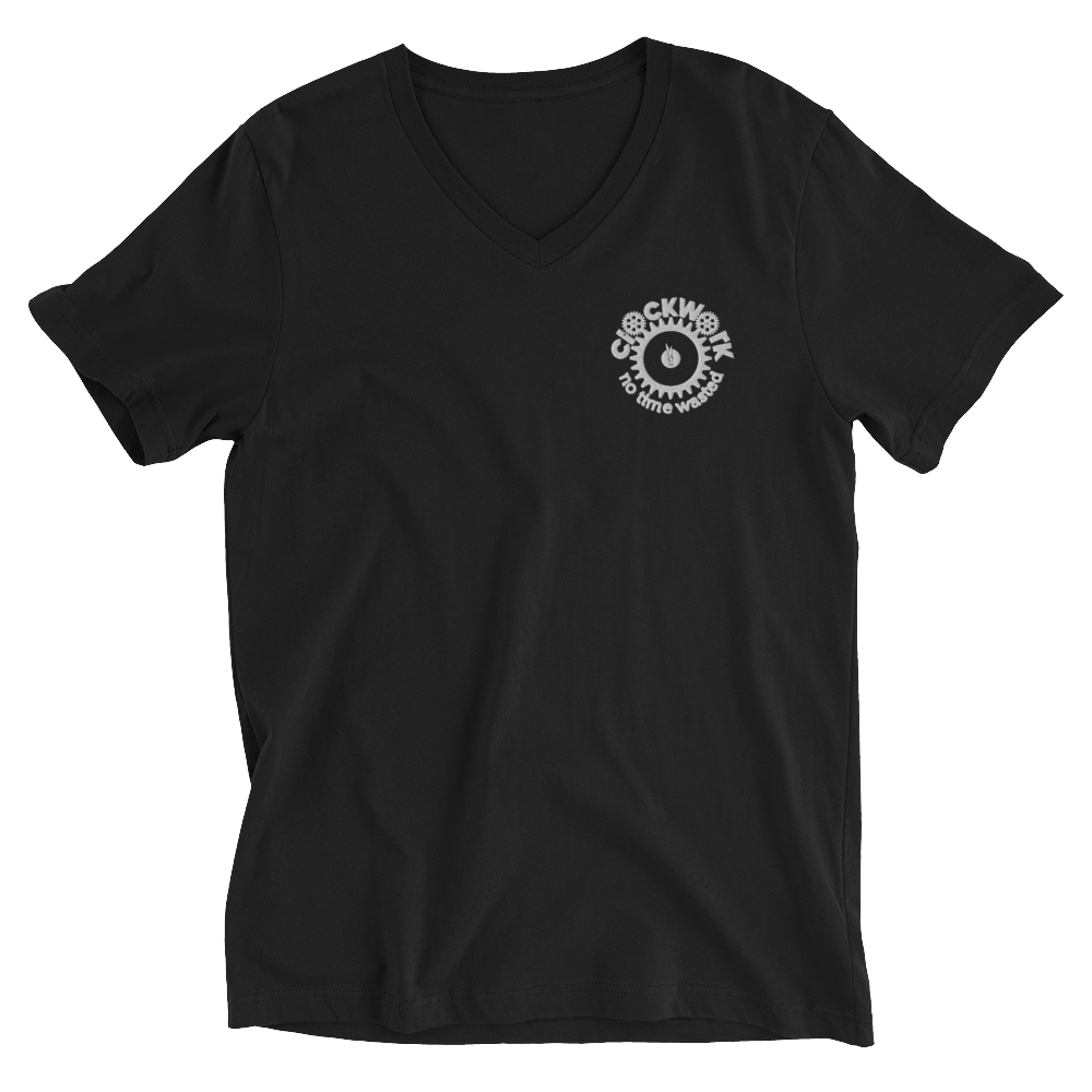 Black Clockwork Unisex Short Sleeve V-Neck T-Shirt