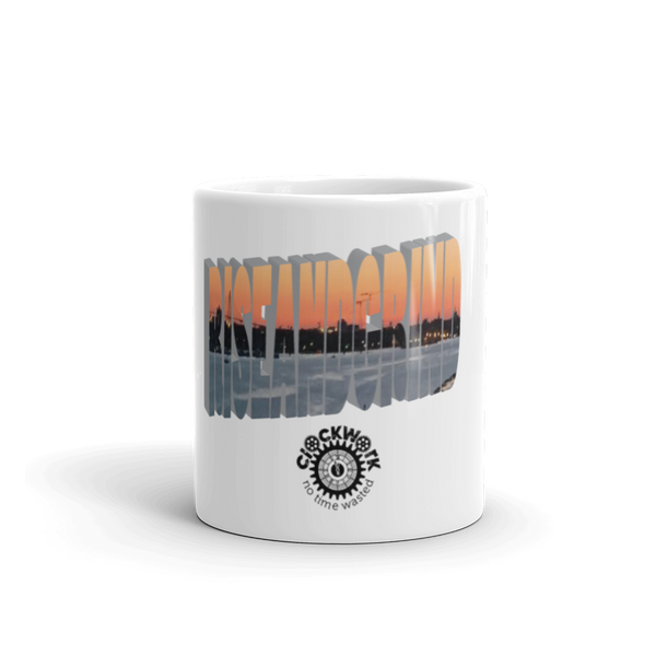 Clockwork Rise And Grind White glossy mug