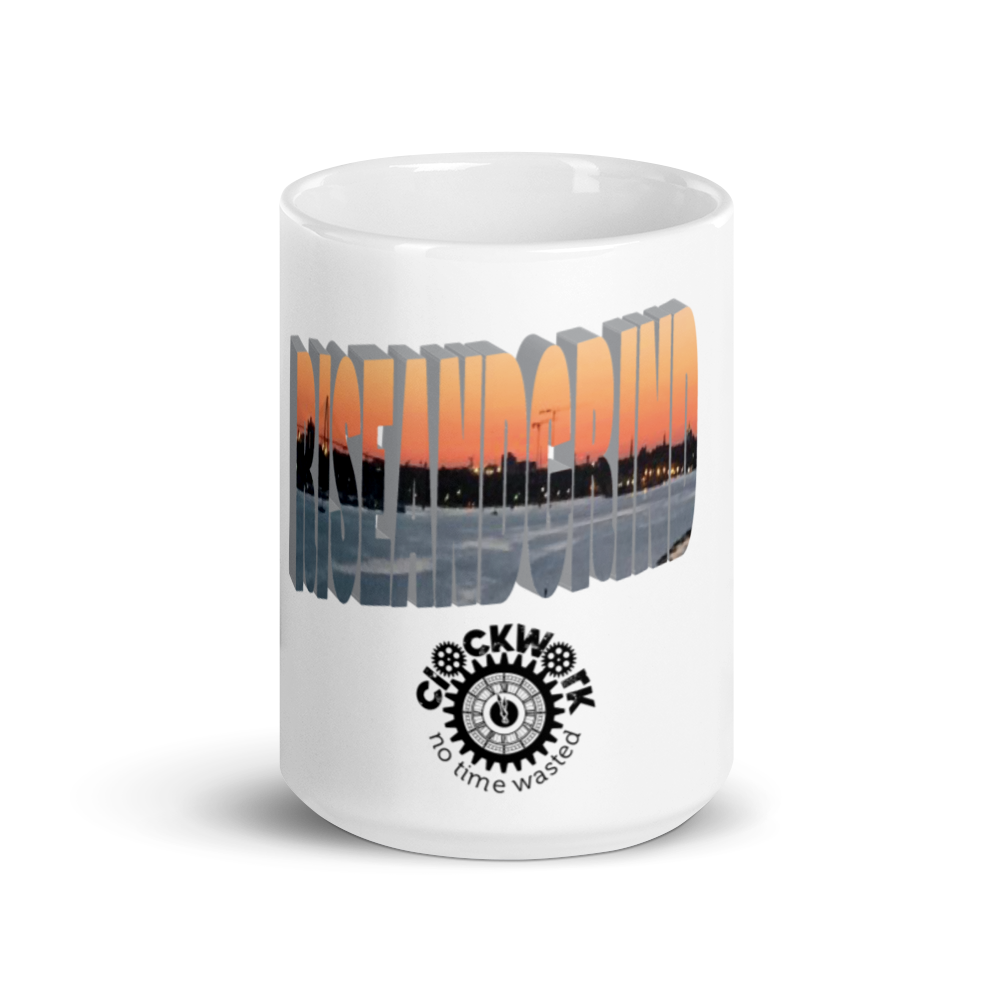 Clockwork Rise And Grind White glossy mug